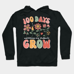 100 Days Growing Boho Flowers Teacher 100th Day of School Hoodie